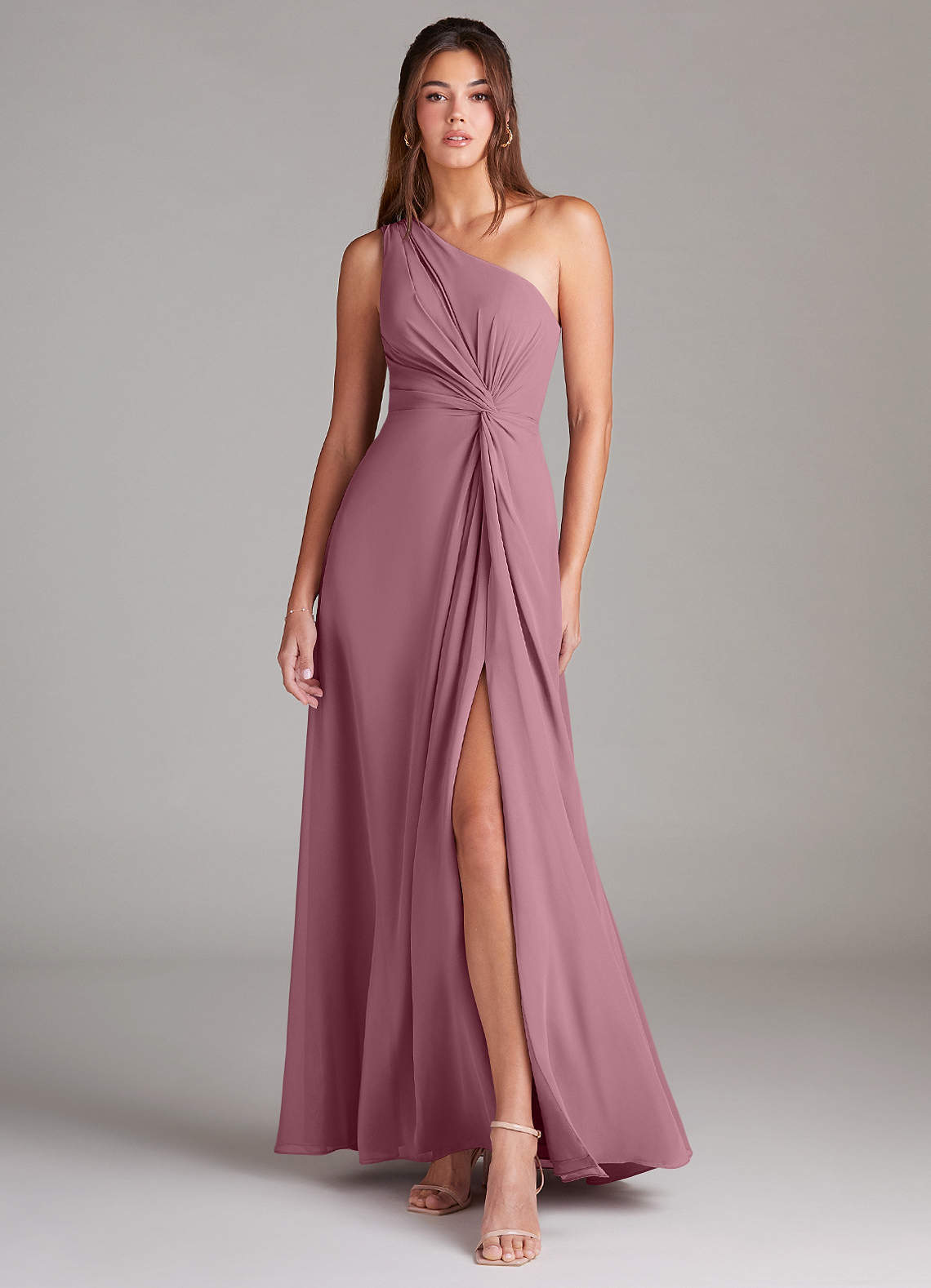 elyessen Brooke Sky Blue A-Line One Shoulder Chiffon Dress 5