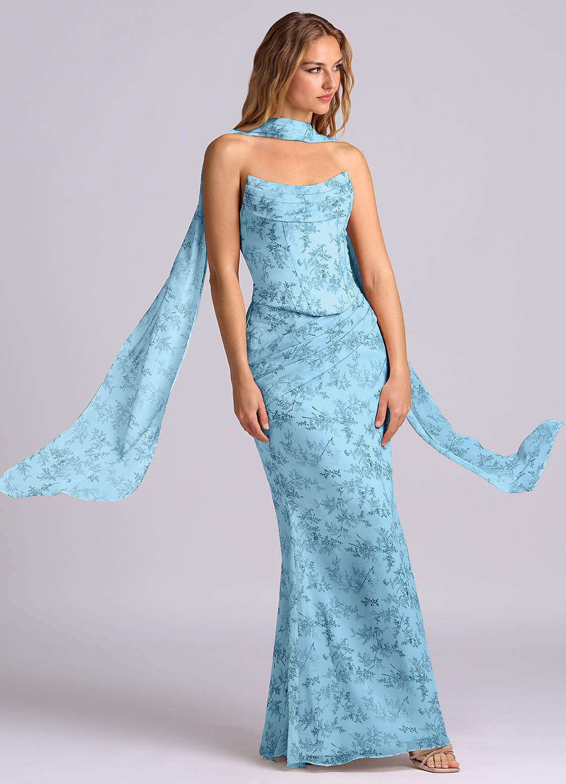 elyessen Sorrel Sky Blue Mermaid Corset Chiffon Dress 8