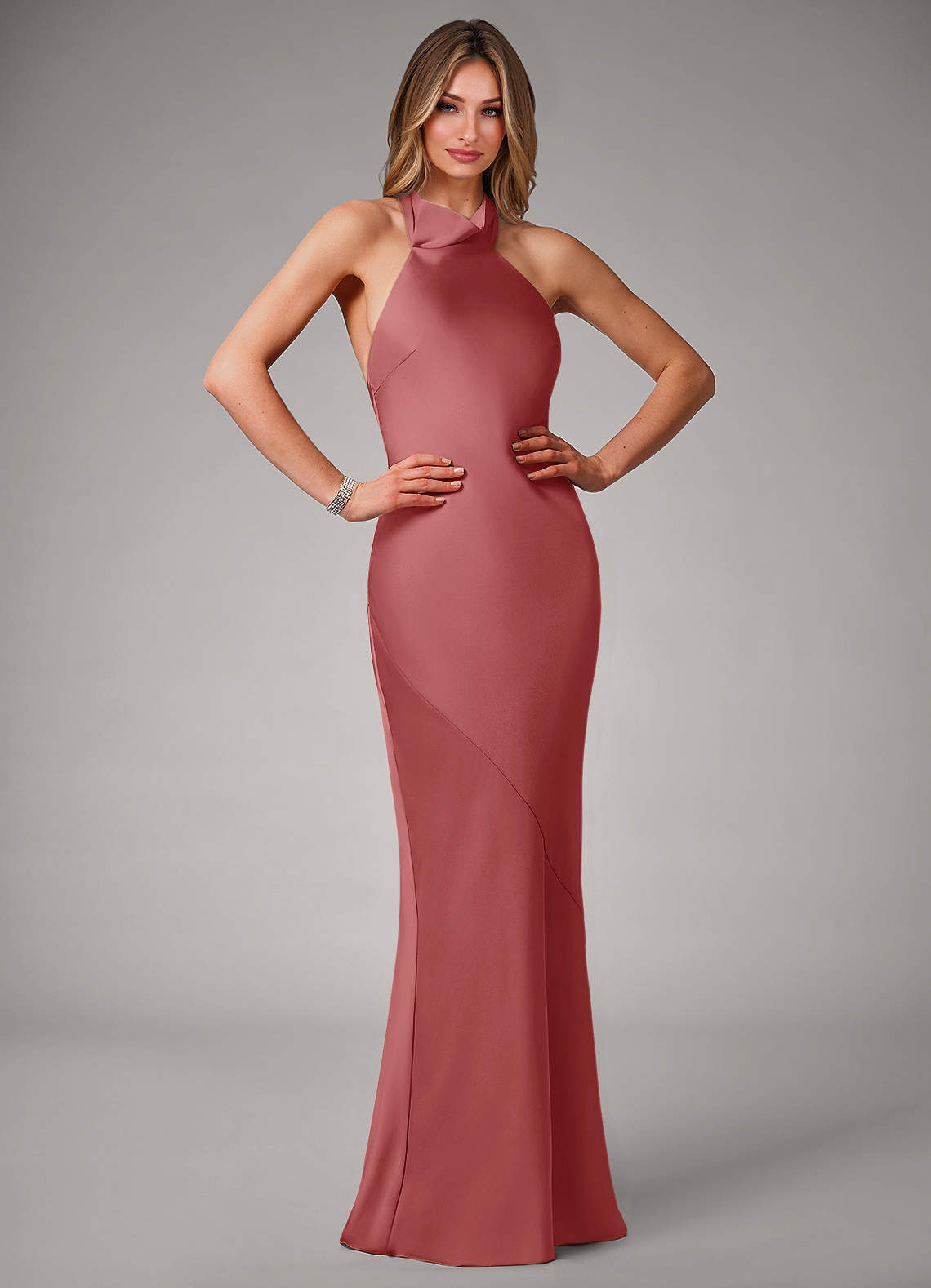 elyessen Velli Black Mermaid High Neck Stretch Satin Dress 4