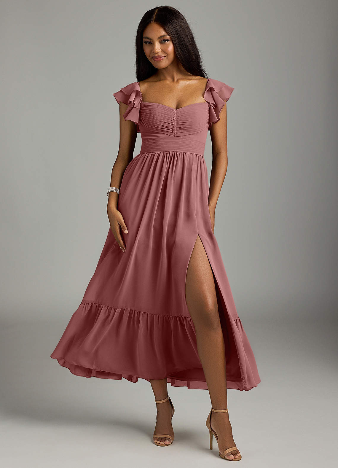 elyessen Anaya Blue Vintage Floral A-Line Sweetheart Neckline Chiffon Dress 5