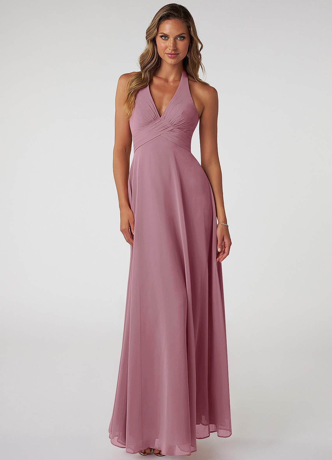elyessen Tessie Sky Blue A-Line V-Neck Pleated Chiffon Dress 5