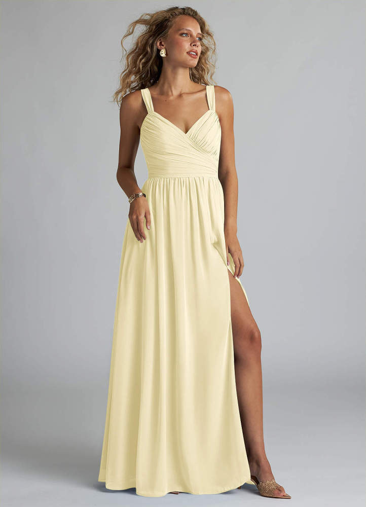 elyessen Aziza Sky Blue A-Line V-Neck Pleated Chiffon Dress 7