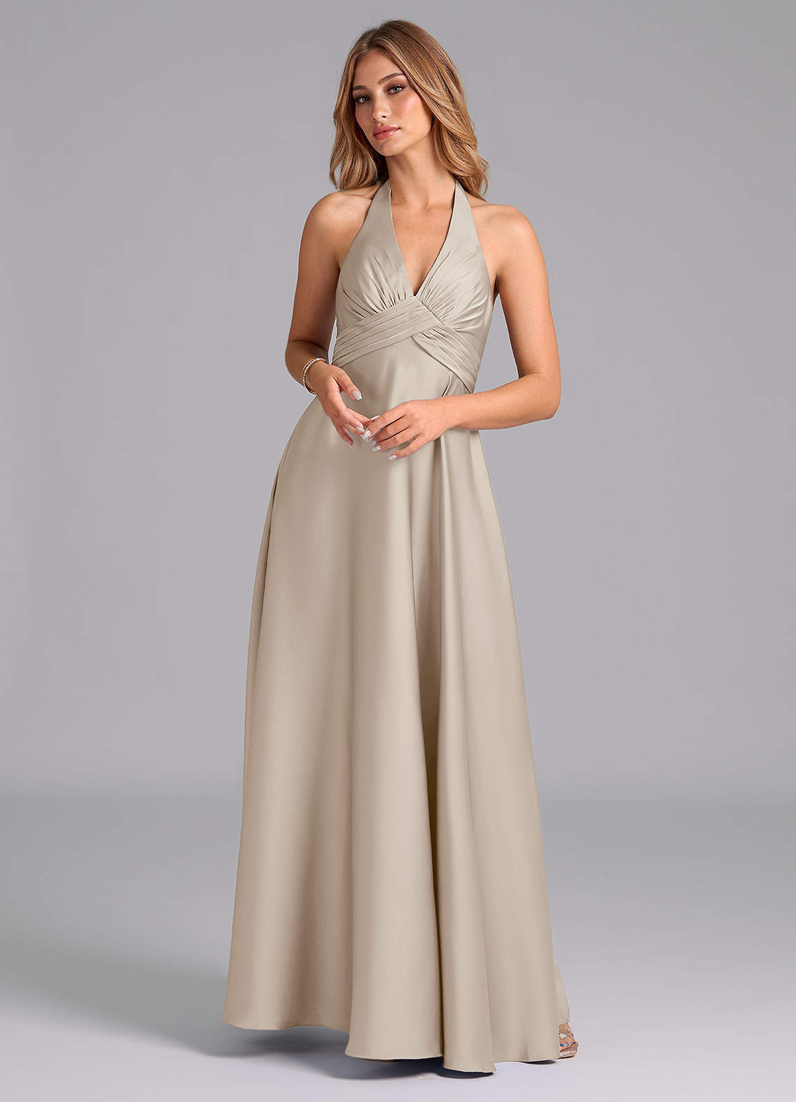 elyessen Tessie Terracotta A-Line Pleated Stretch Satin Dress 8