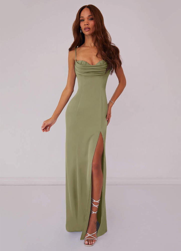 Black Mermaid Corset Stretch Satin Dress black 1