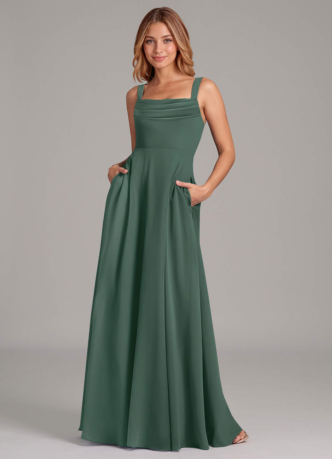 elyessen Shaude Sky Blue A-Line Pleated Chiffon Dress 1