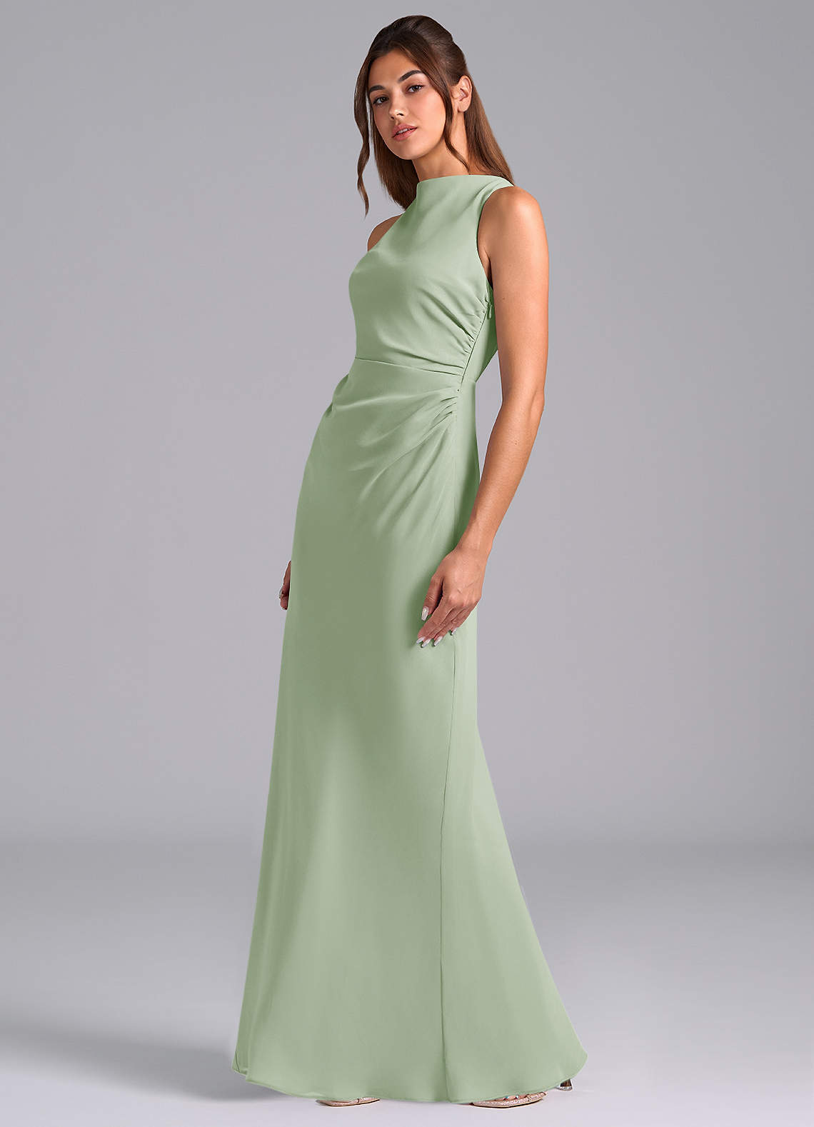 elyessen Evadne Sky Blue Sheath Pleated Chiffon Dress 1