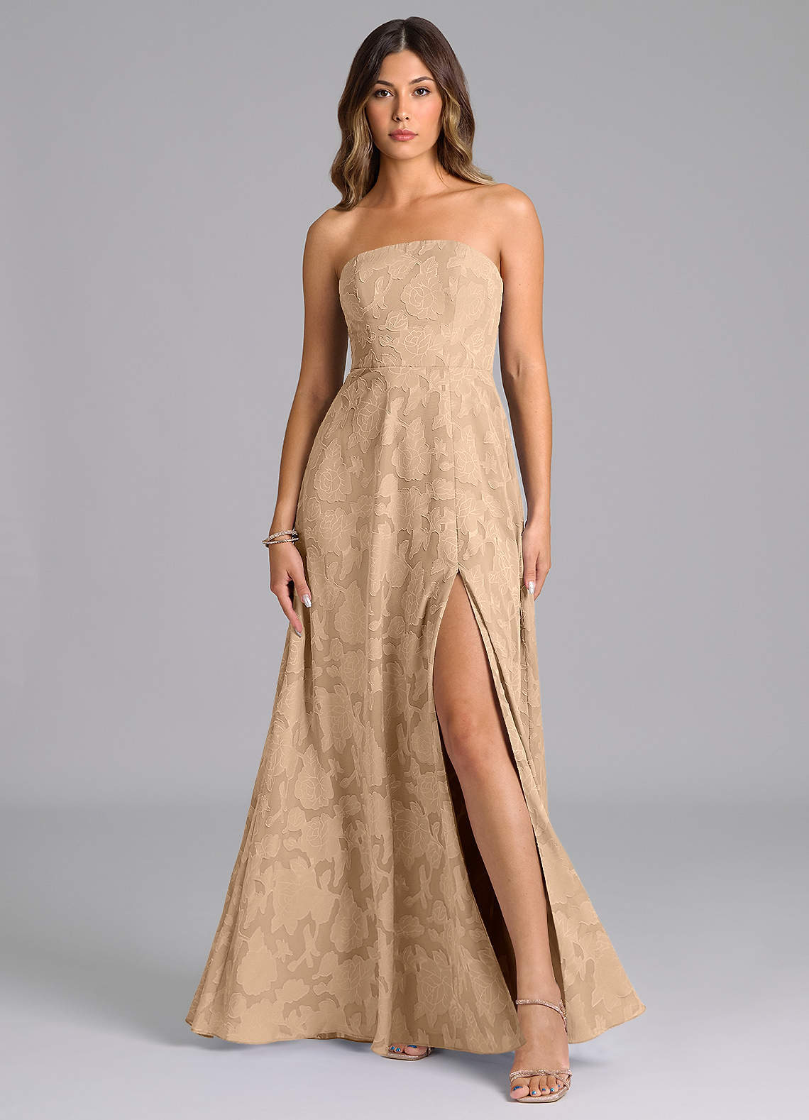 elyessen Wren Dusty Sage A-Line Strapless Floral Burnout Dress 3