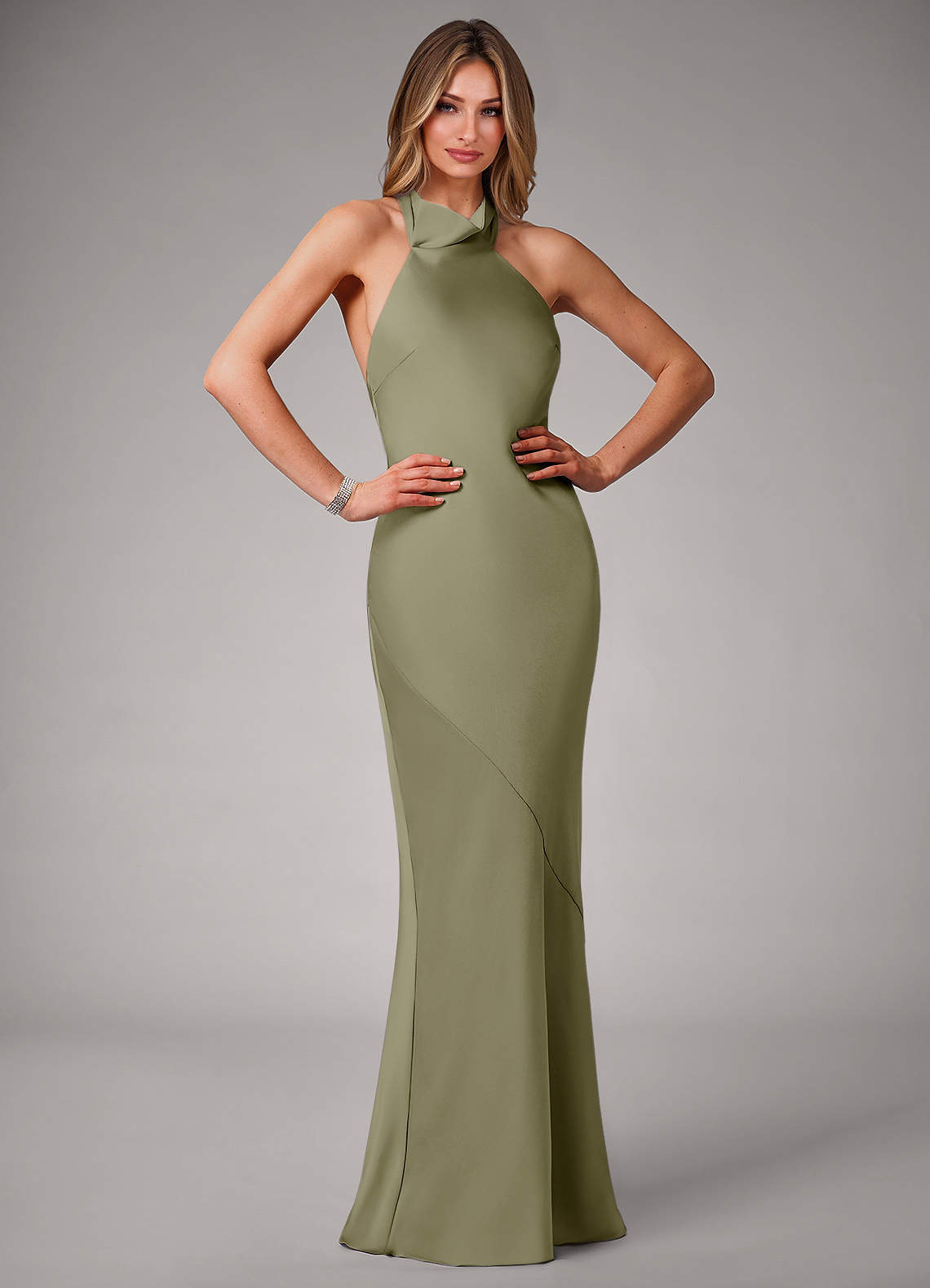 elyessen Velli Black Mermaid High Neck Stretch Satin Dress 1