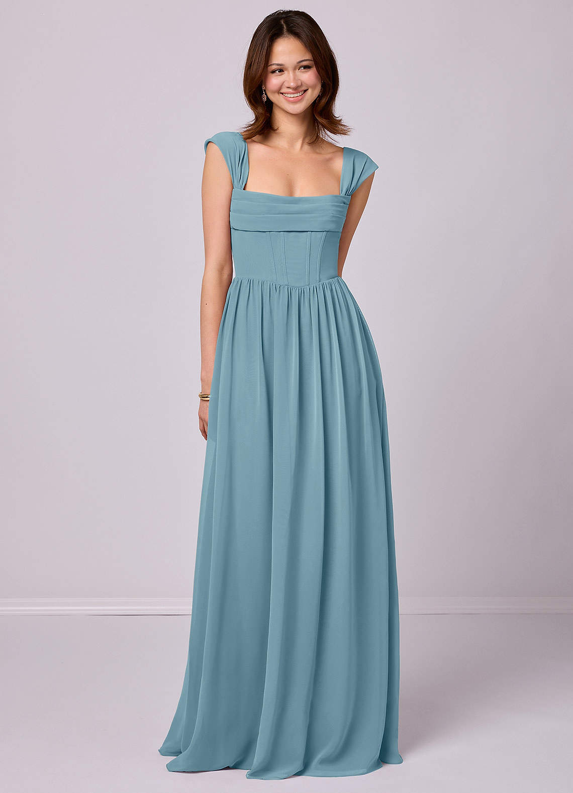 Sky Blue A-Line Corset Chiffon Dress Sky Blue 2