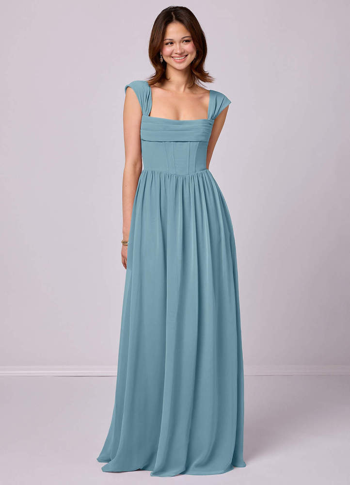 Sky Blue A-Line Corset Chiffon Dress Sky Blue 2