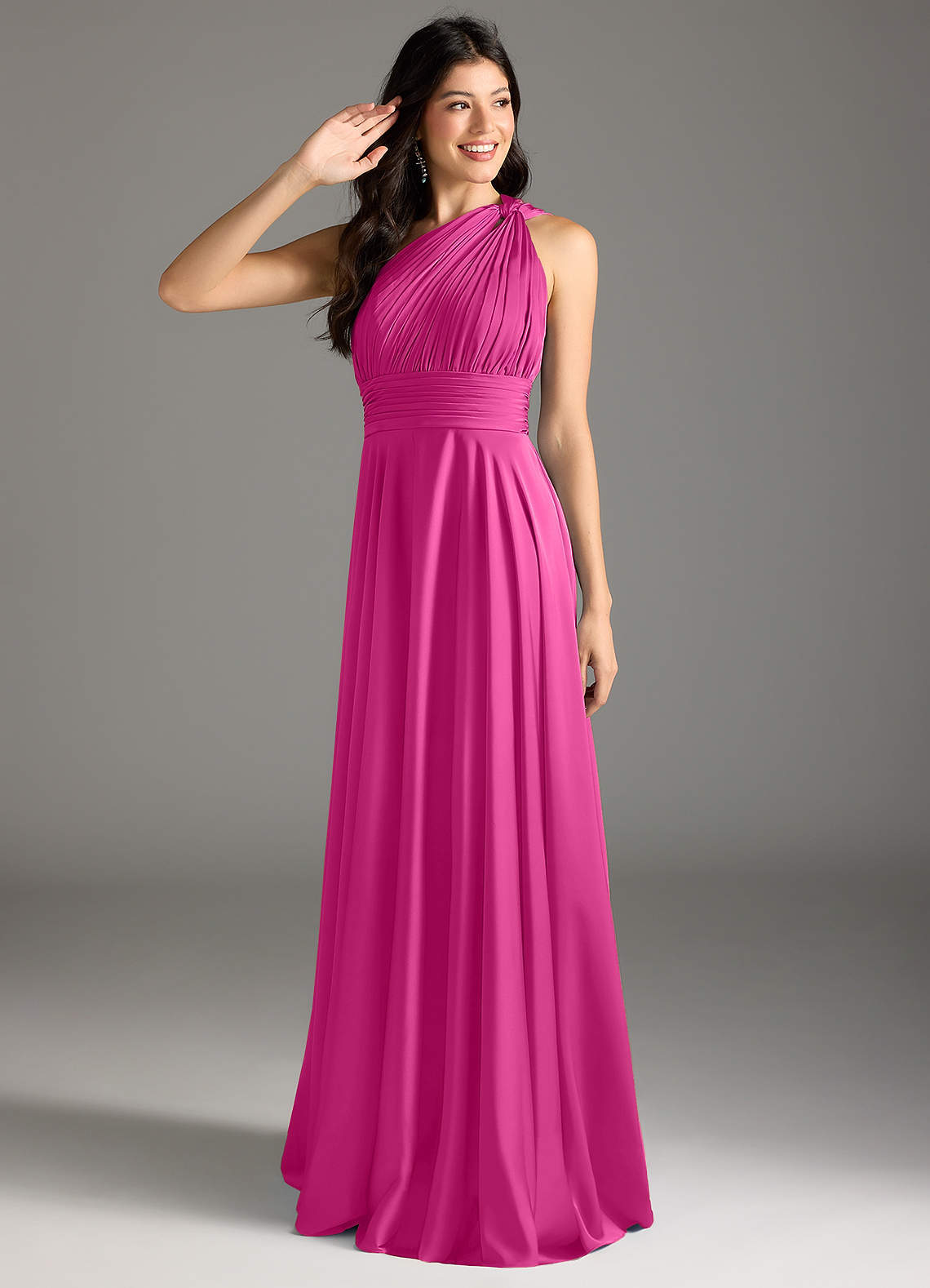 elyessen Charlize Dusty Sage A-Line One Shoulder Stretch Satin Dress 4