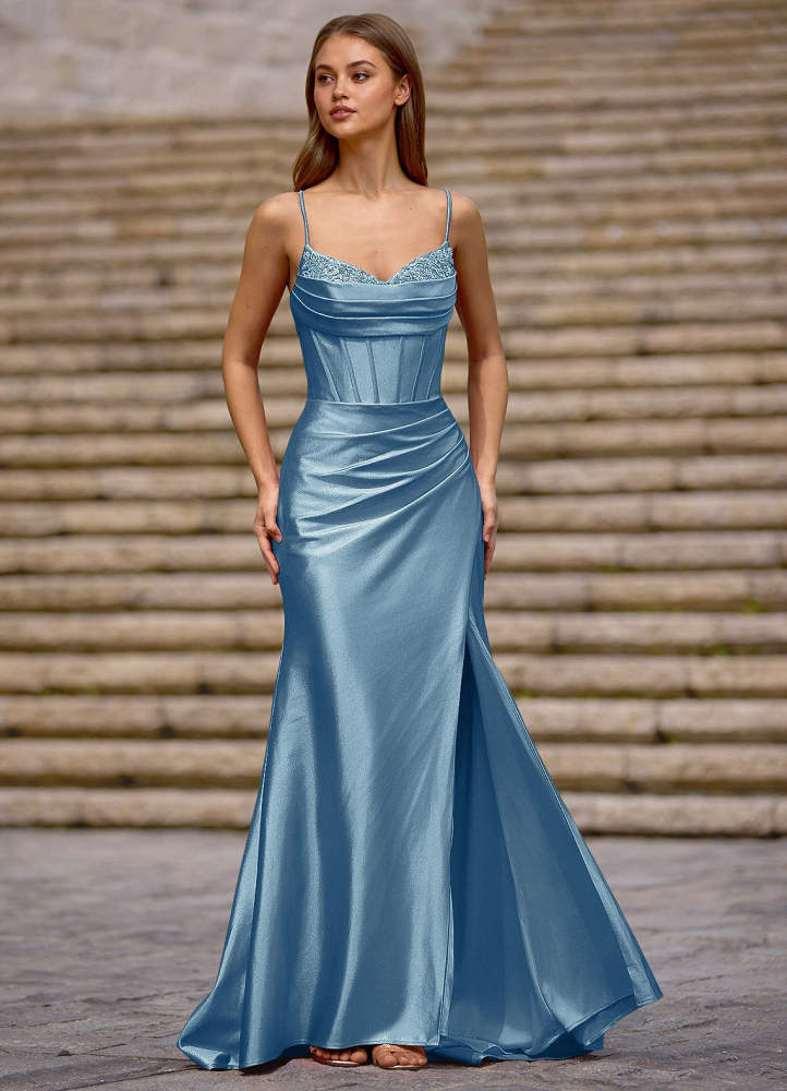 Glow Burgundy Silk-like Satin Prom Dress
