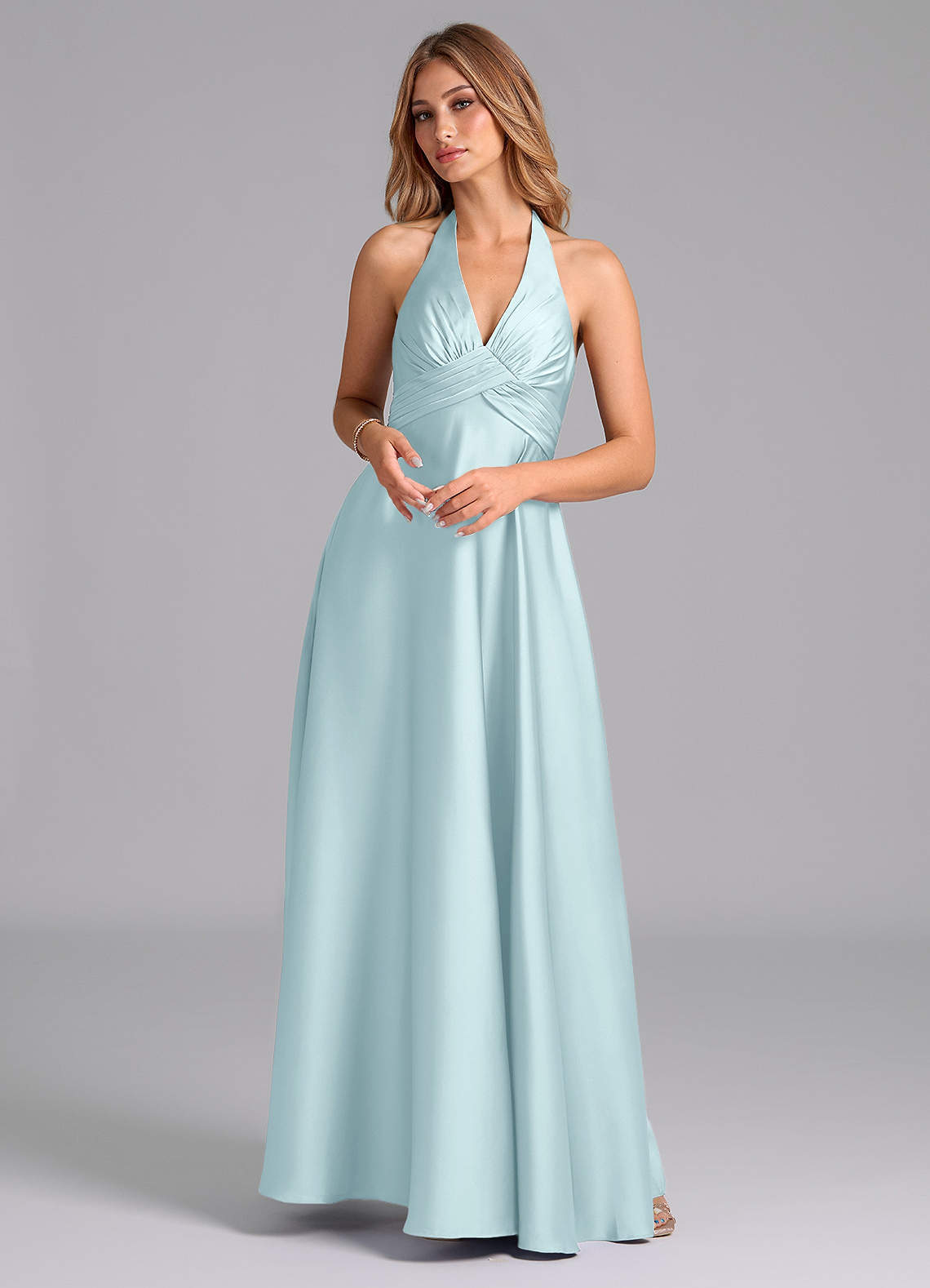 elyessen Tessie Terracotta A-Line Pleated Stretch Satin Dress 3