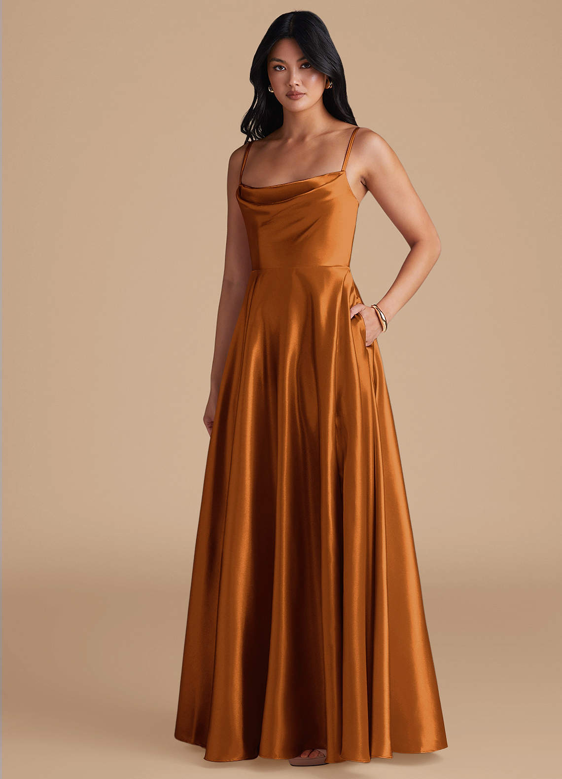 elyessen Elle Black A-Line with Pockets Metallic Satin Dress 3