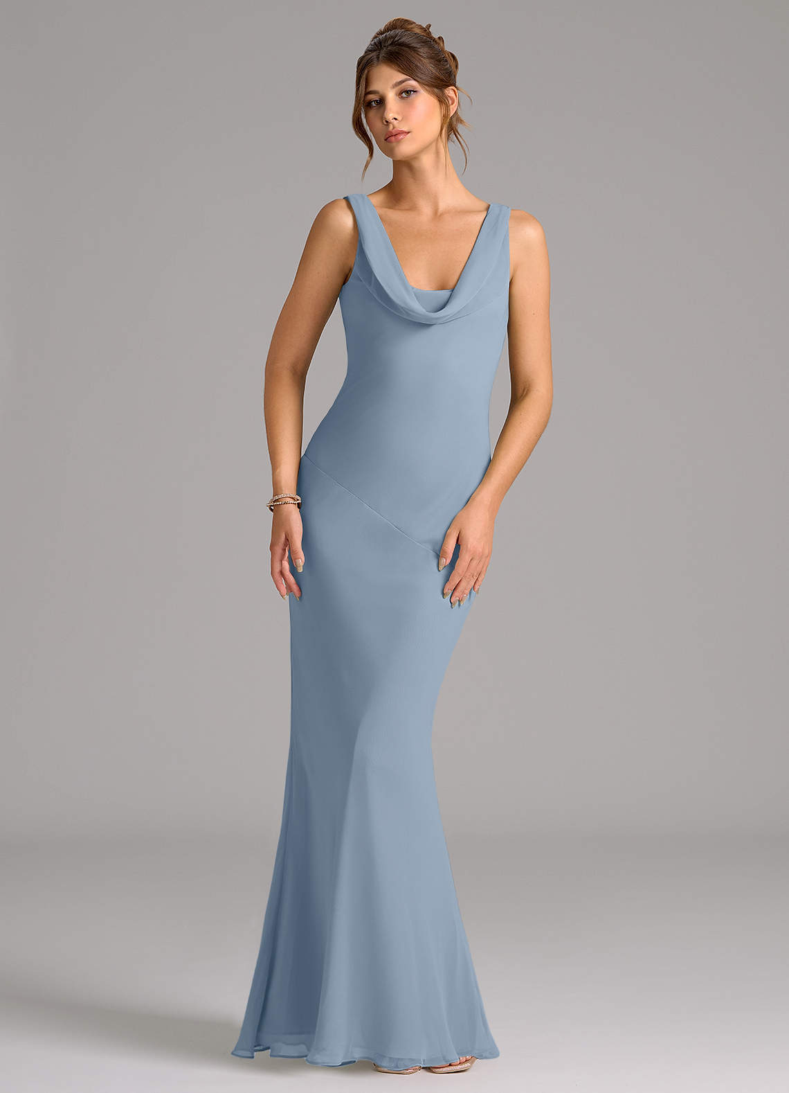 elyessen Rylina Sky Blue Mermaid Pleated Chiffon Dress 3