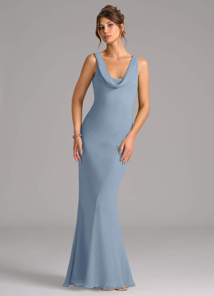 elyessen Rylina Sky Blue Mermaid Pleated Chiffon Dress 3