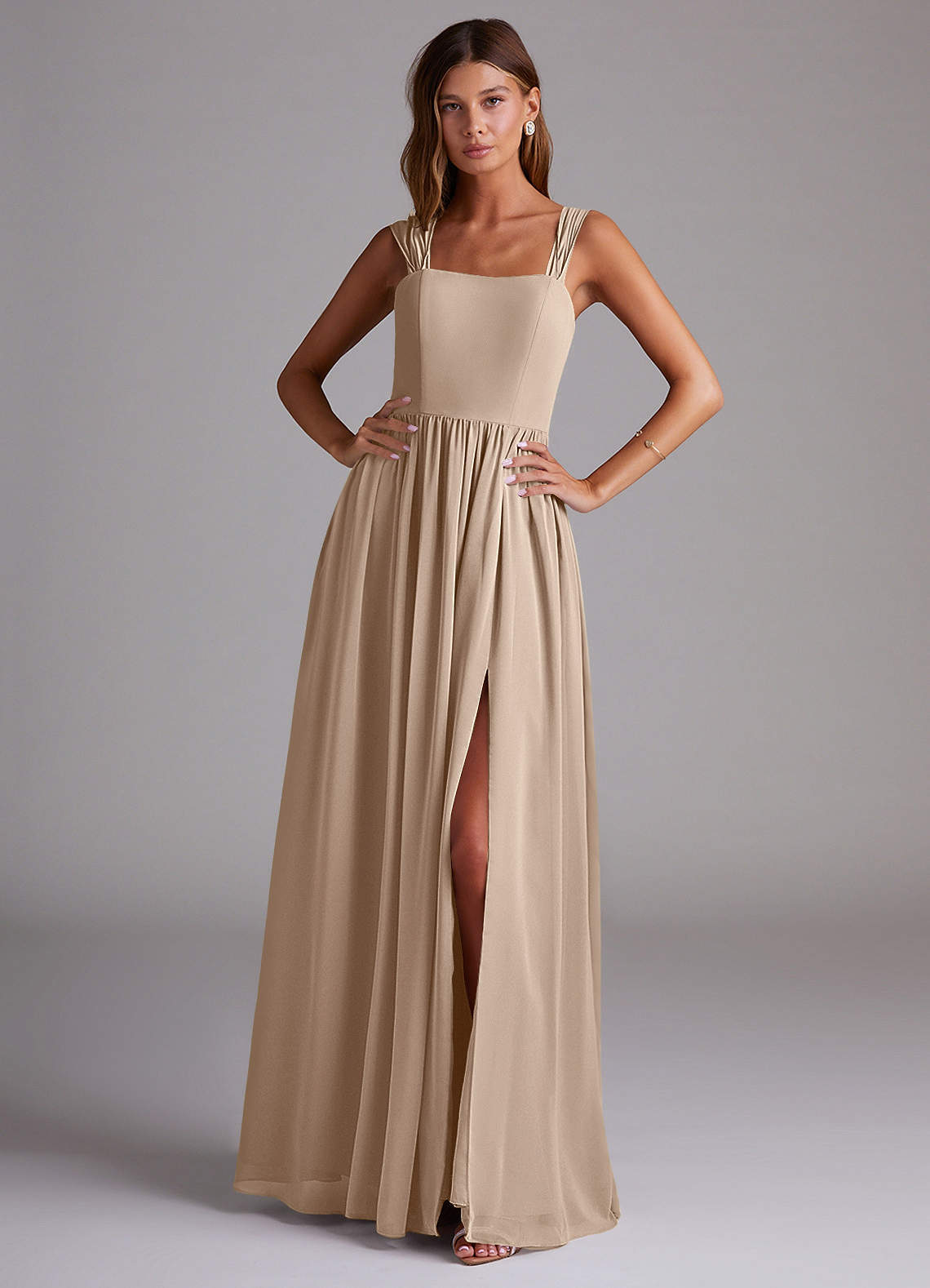 elyessen Calianna Dusty Blue A-Line Off the Shoulder Chiffon Convertible Dress 7