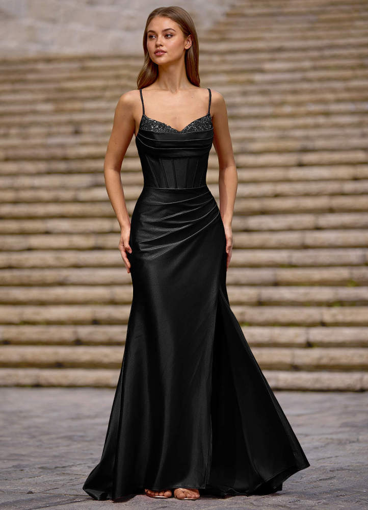 Glow Burgundy Silk-like Satin Prom Dress