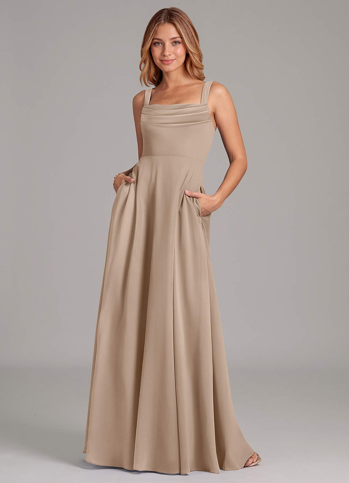 elyessen Shaude Sky Blue A-Line Pleated Chiffon Dress 7