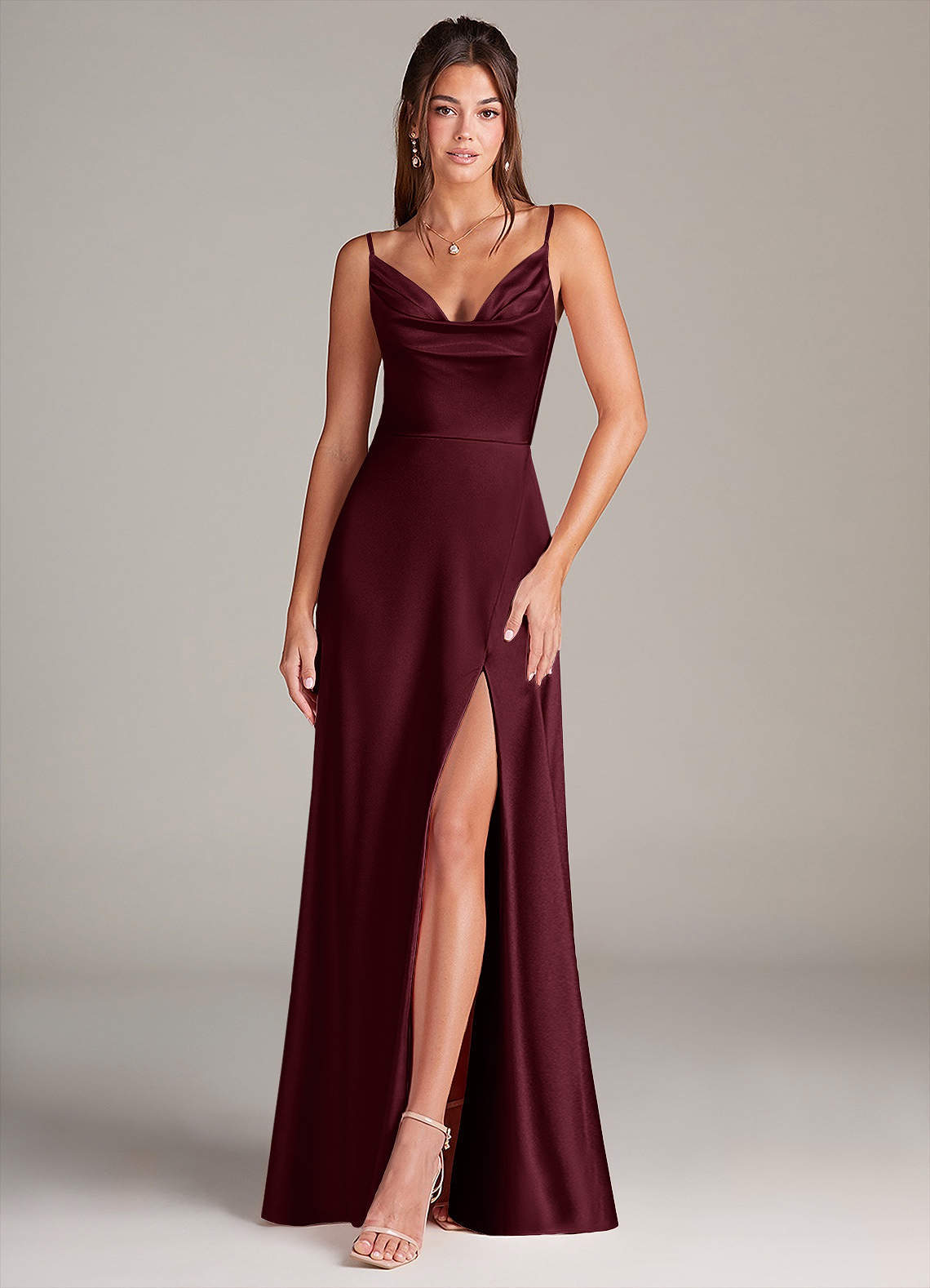elyessen Sarella Black A-Line Pleated Stretch Satin Dress 6