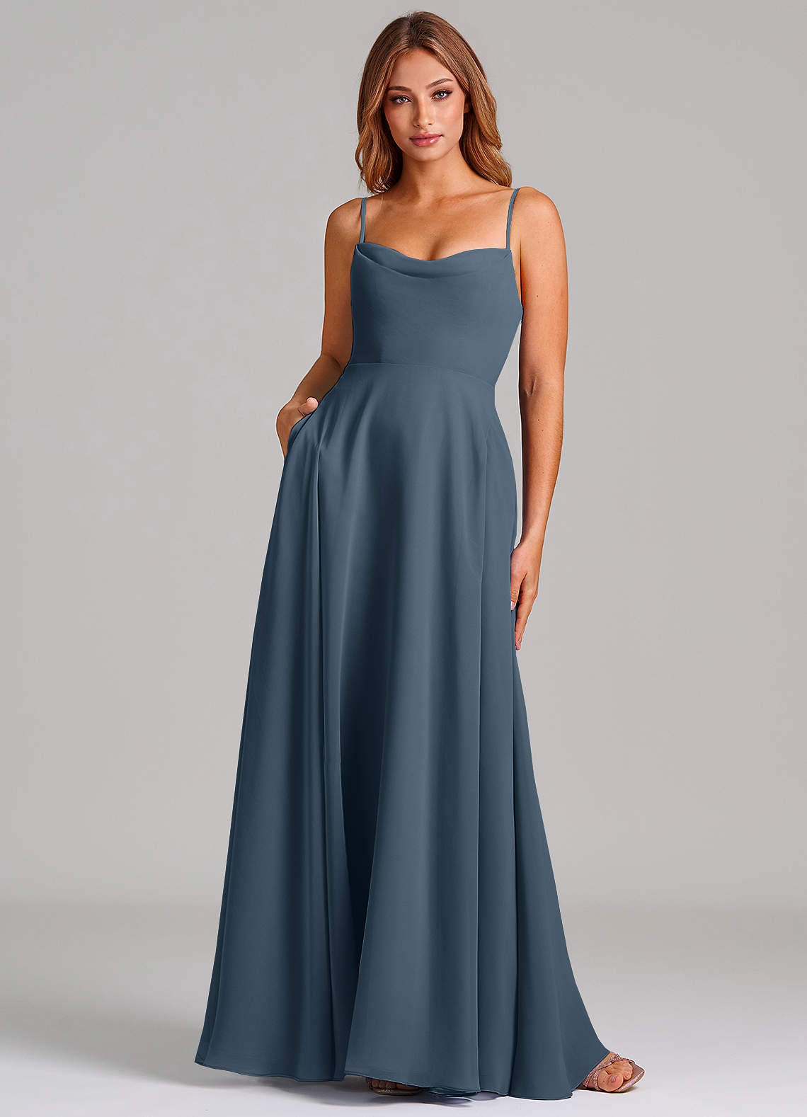 elyessen Elle Dusty Sage A-Line Pleated Chiffon Dress 3