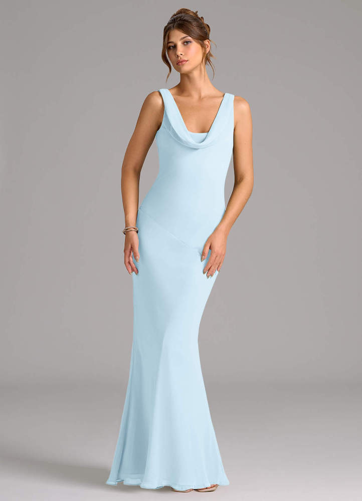 elyessen Rylina Sky Blue Mermaid Pleated Chiffon Dress 2