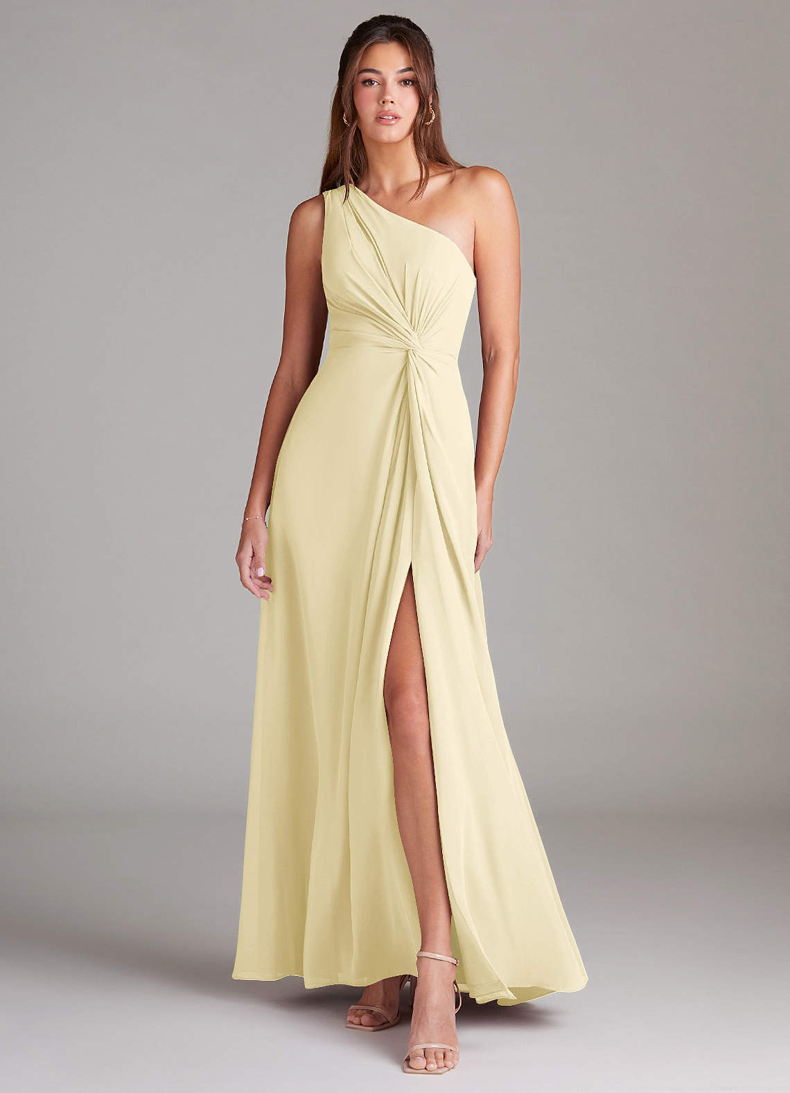 elyessen Brooke Sky Blue A-Line One Shoulder Chiffon Dress 7