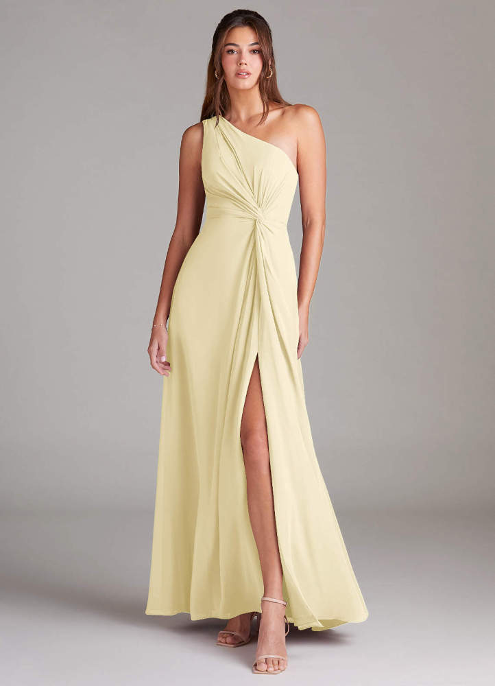 elyessen Brooke Sky Blue A-Line One Shoulder Chiffon Dress 7