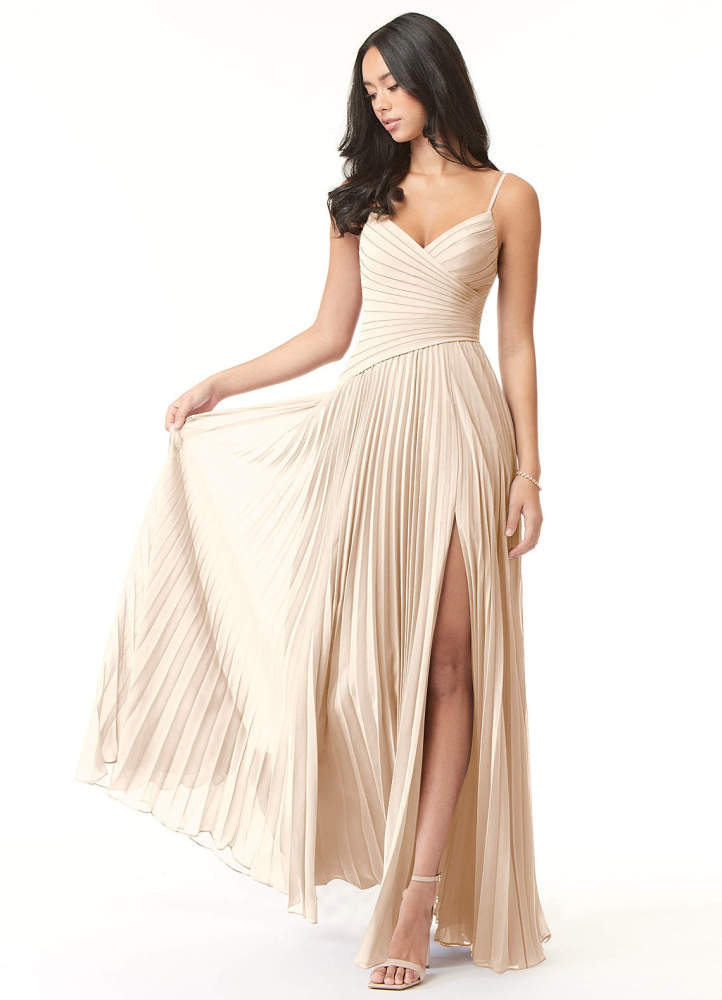 elyessen Vini Sky Blue A-Line V-Neck Pleated Chiffon Dress 7