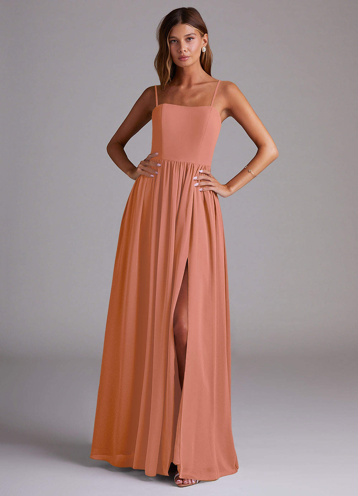elyessen Calianna Dusty Blue A-Line Off the Shoulder Chiffon Convertible Dress 8
