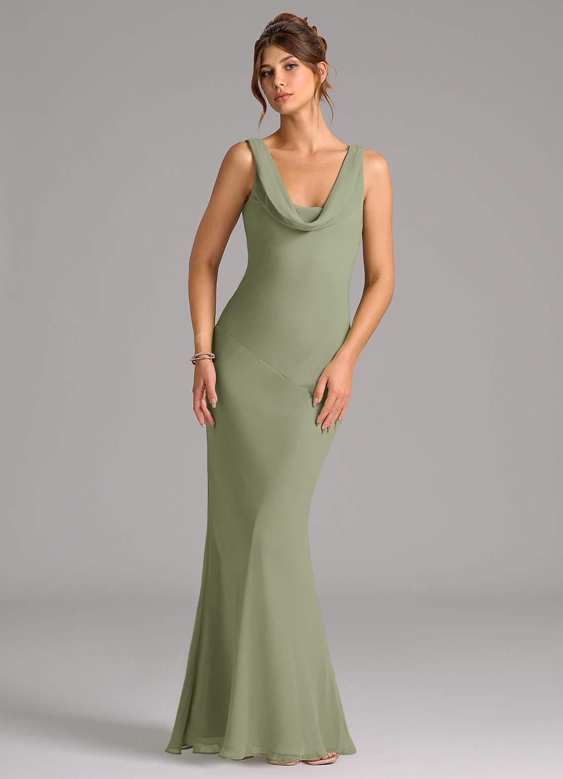 elyessen Rylina Sky Blue Mermaid Pleated Chiffon Dress 1