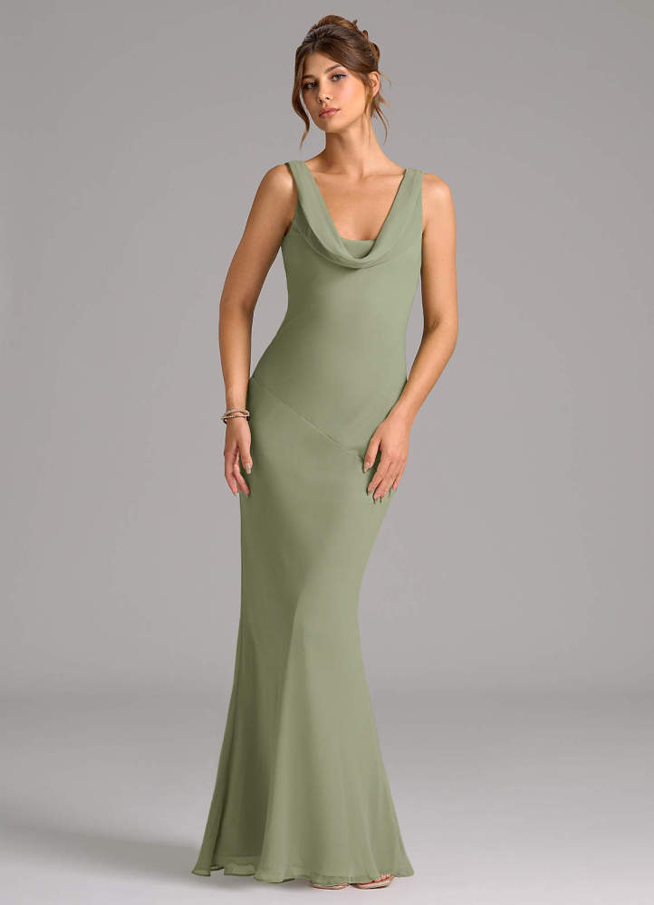 elyessen Rylina Sky Blue Mermaid Pleated Chiffon Dress 1