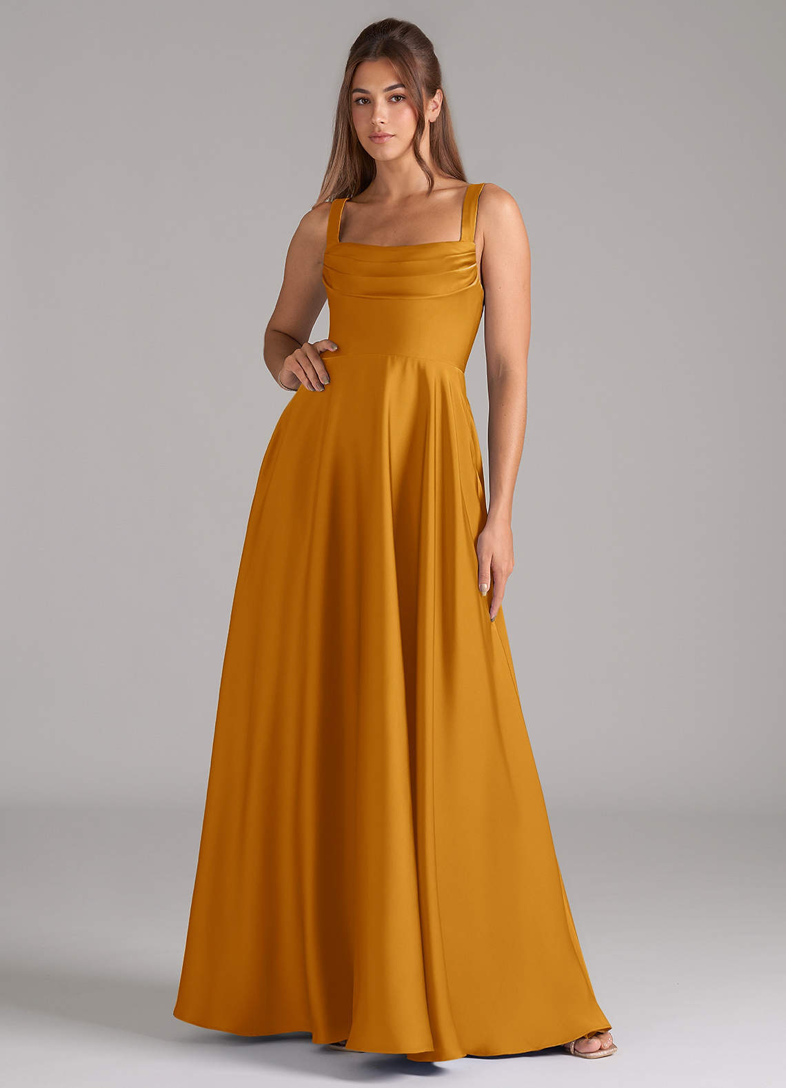 elyessen Shaude Black A-Line Pleated Stretch Satin Dress 7