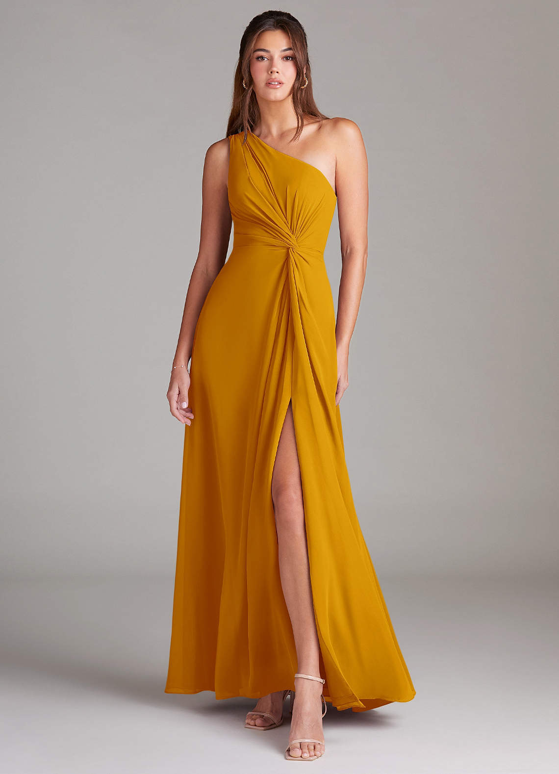 elyessen Brooke Sky Blue A-Line One Shoulder Chiffon Dress 7