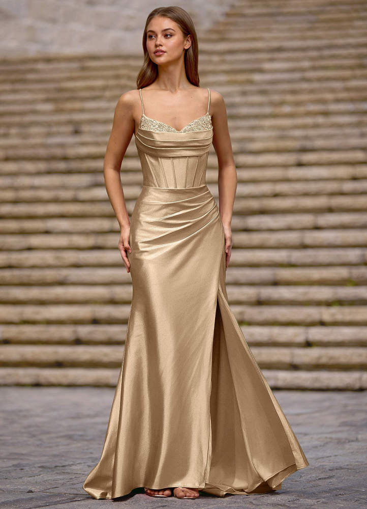 Glow Burgundy Silk-like Satin Prom Dress