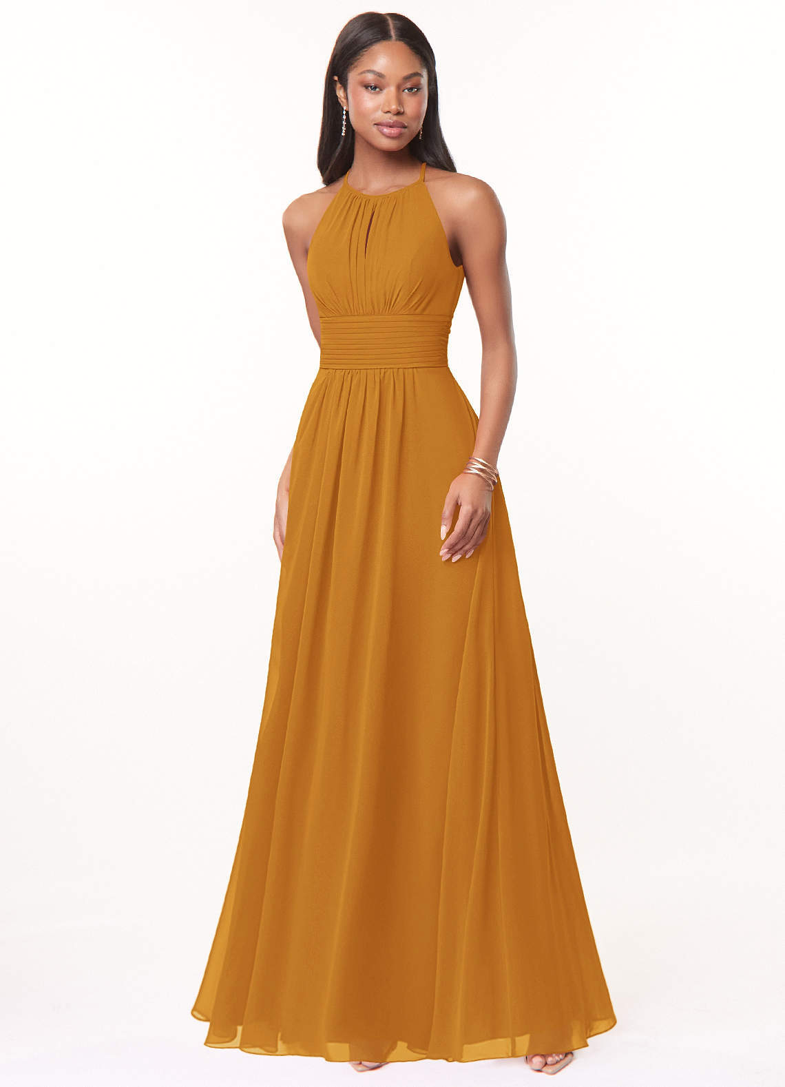 elyessen Bonnie Burgundy A-Line Keyhole Ruched Chiffon Dress 7