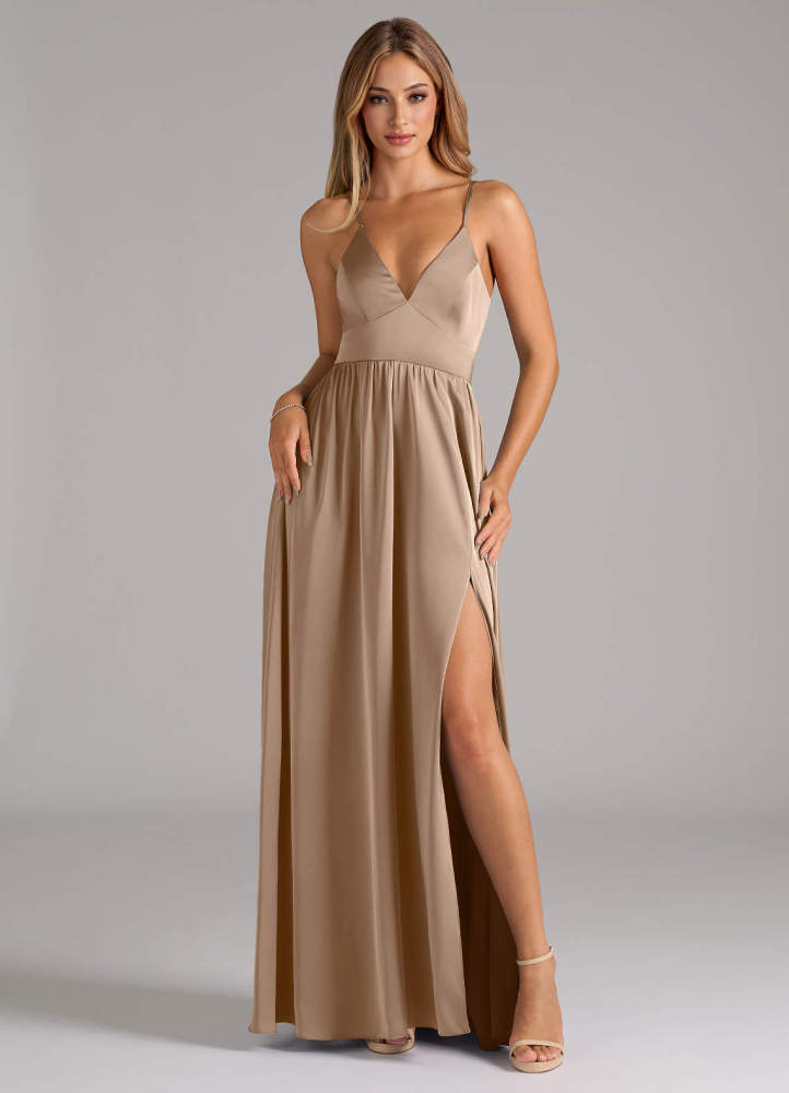 elyessen Aaida Dusty Sage A-Line Corset Stretch Satin Dress 7