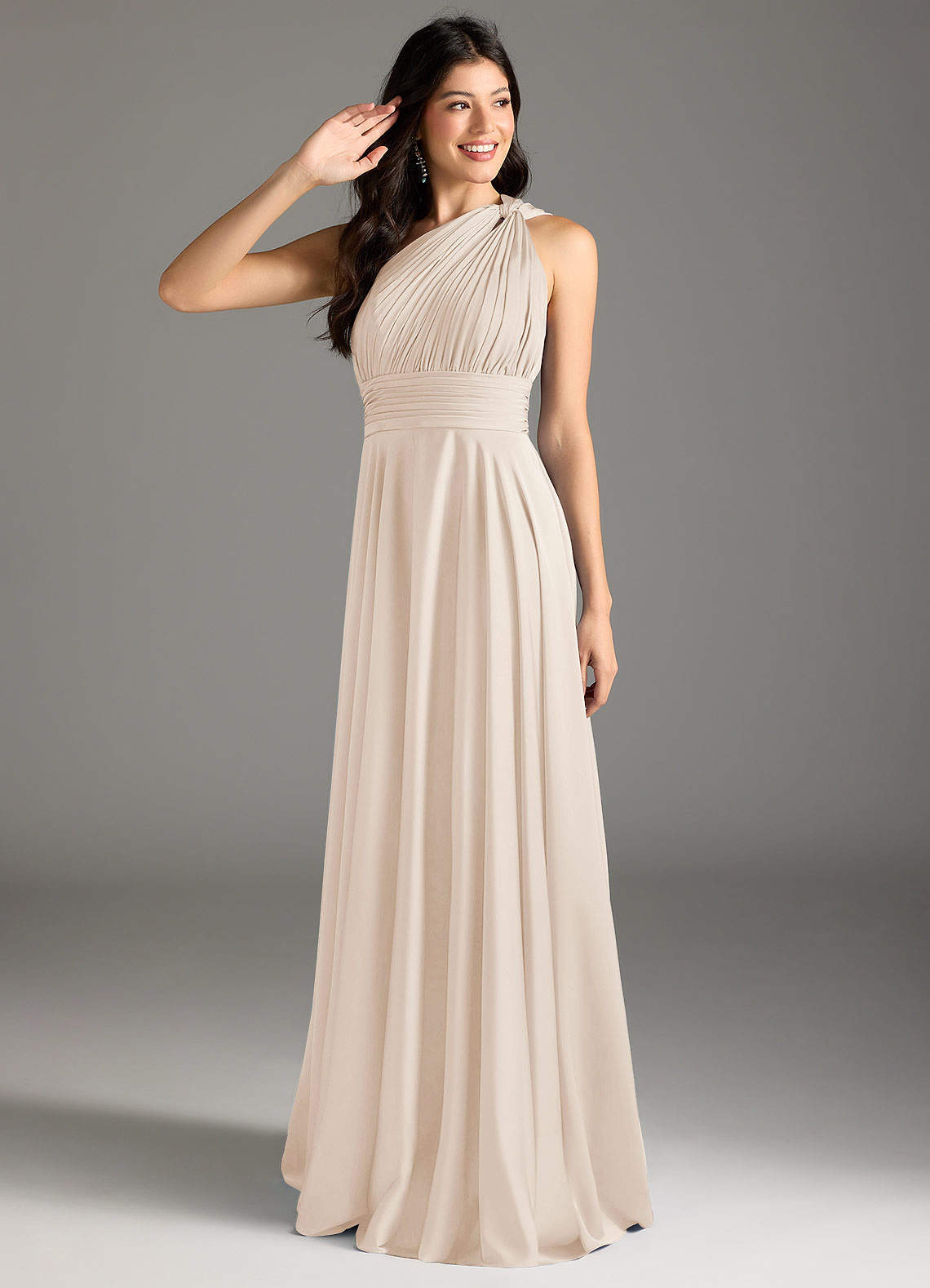 elyessen Charlize Dusty Sage A-Line One Shoulder Stretch Satin Dress 7
