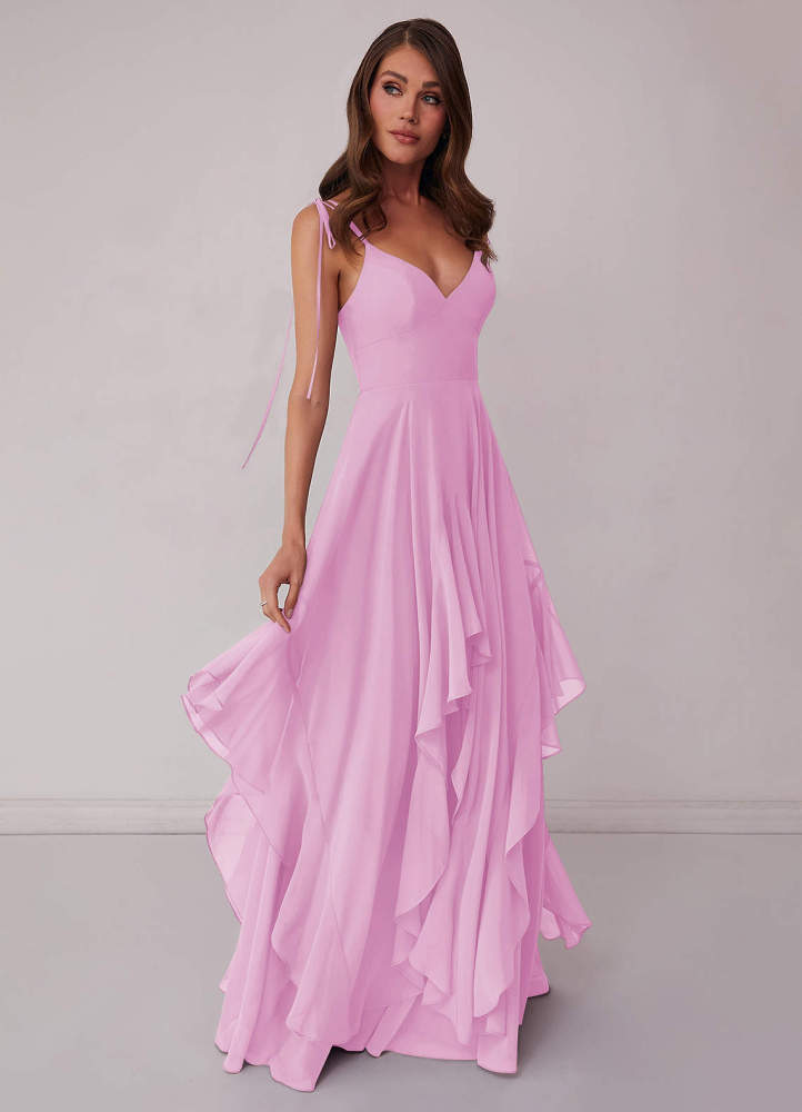 Agave A-Line Bow Chiffon Dress Moss Green 3