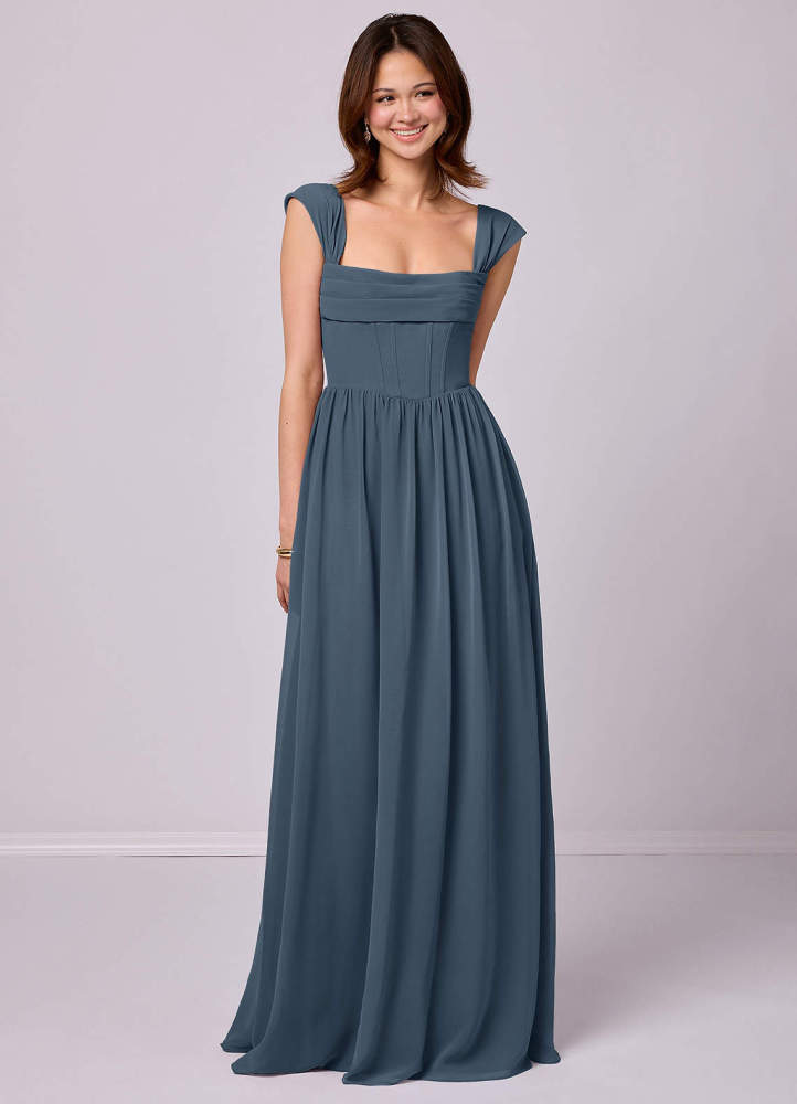 Sky Blue A-Line Corset Chiffon Dress Sky Blue 3