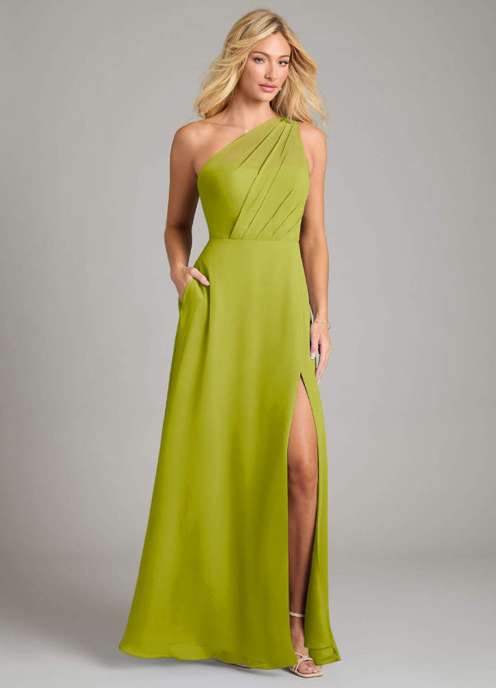 elyessen Phaedra Black A-Line One Shoulder Chiffon Dress 2