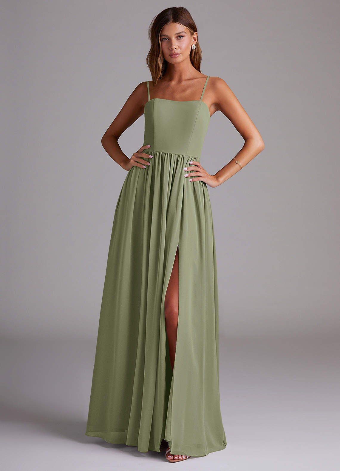 elyessen Calianna Dusty Blue A-Line Off the Shoulder Chiffon Convertible Dress 1