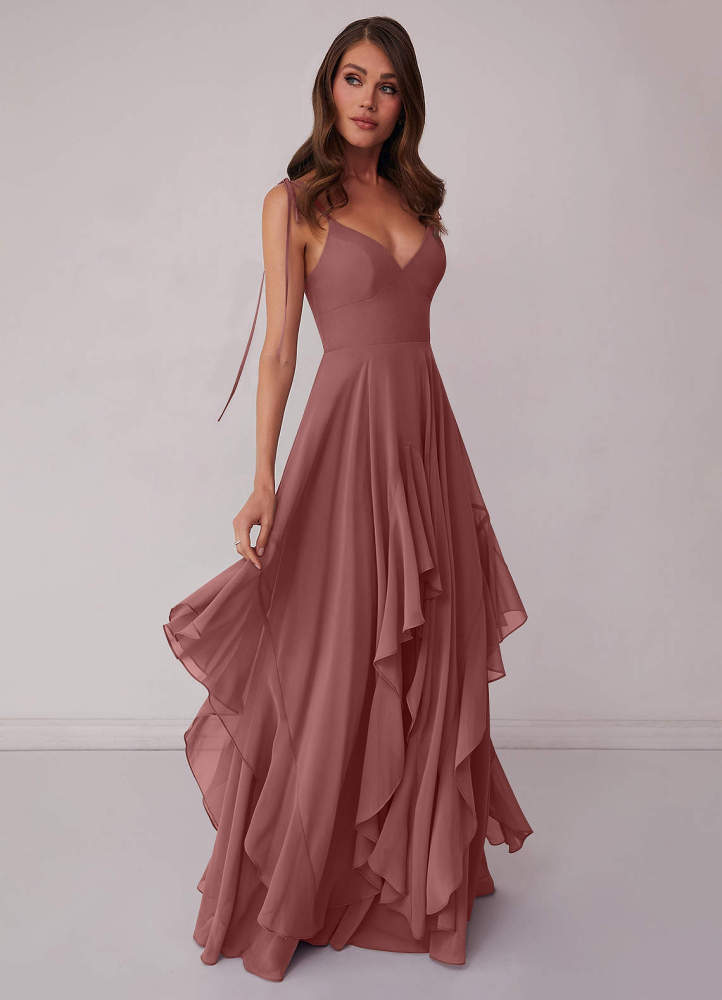 Agave A-Line Bow Chiffon Dress Moss Green 4