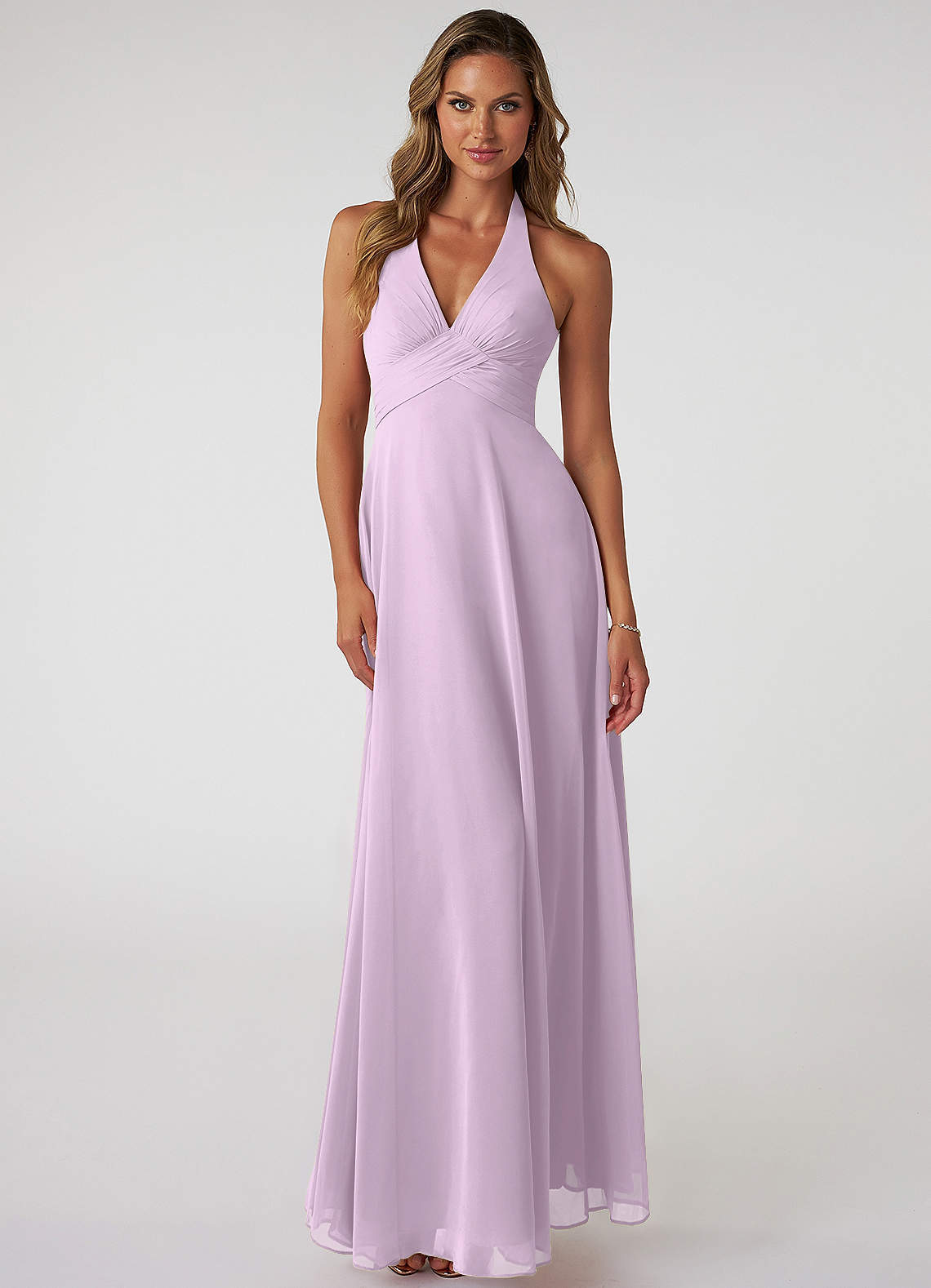 elyessen Tessie Sky Blue A-Line V-Neck Pleated Chiffon Dress 5