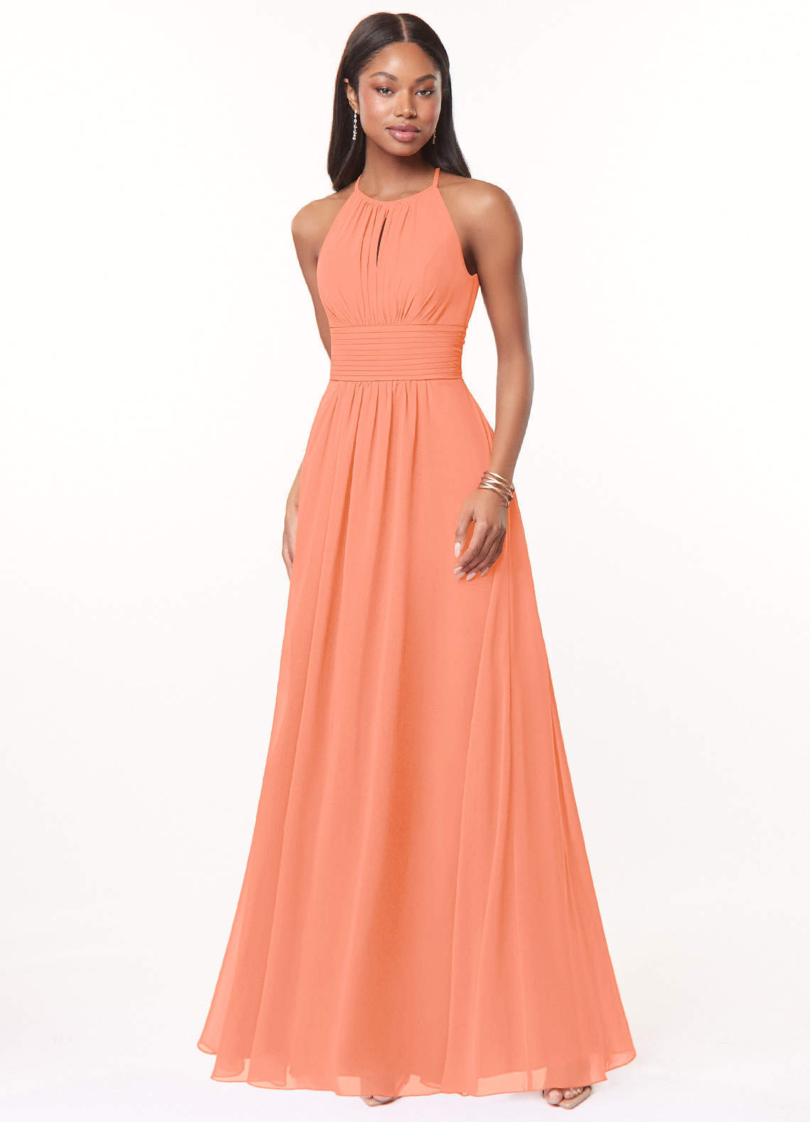 elyessen Bonnie Burgundy A-Line Keyhole Ruched Chiffon Dress 8