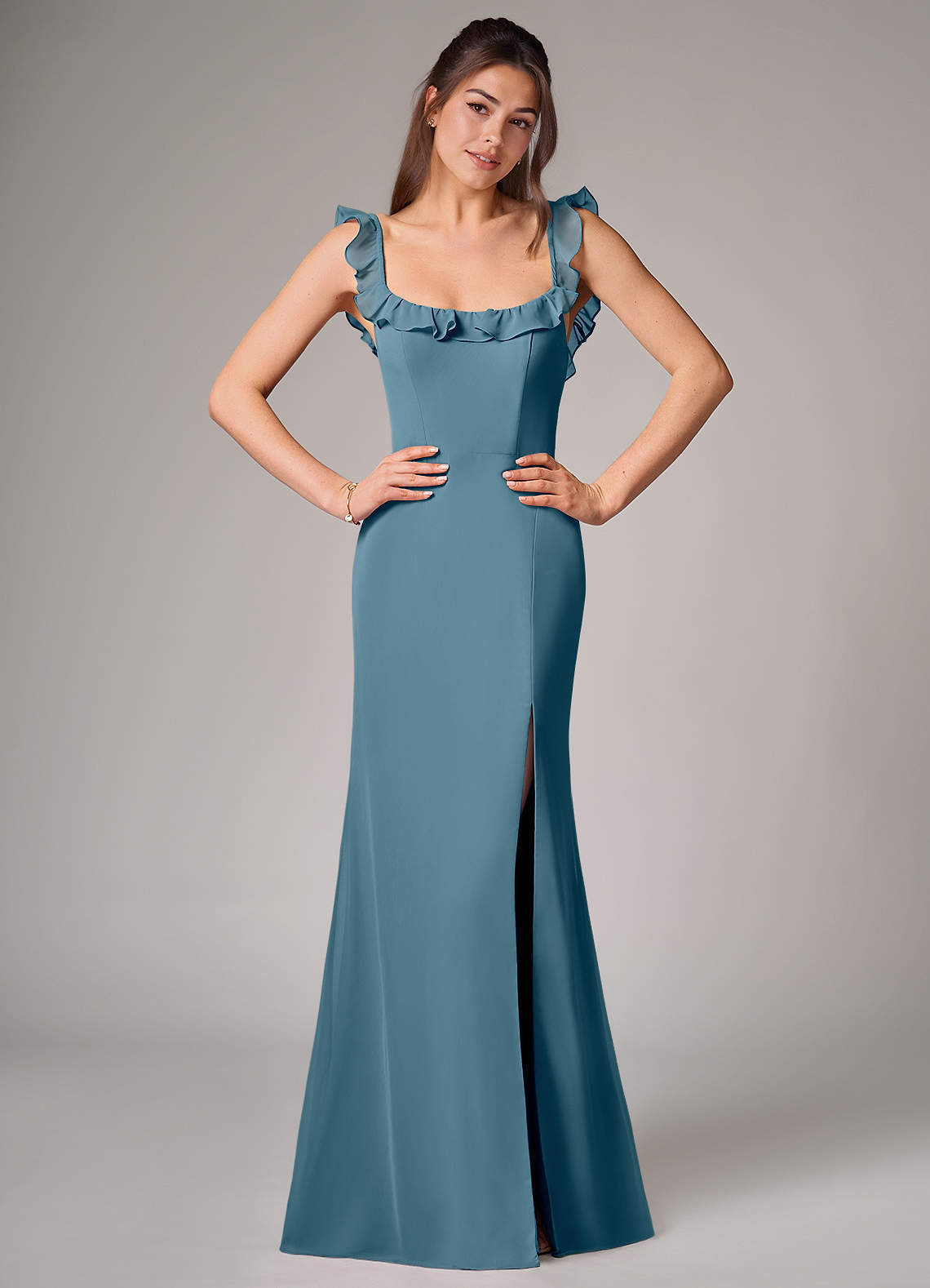 elyessen Callie Sky Blue Mermaid Side Slit Chiffon Convertible Dress 3