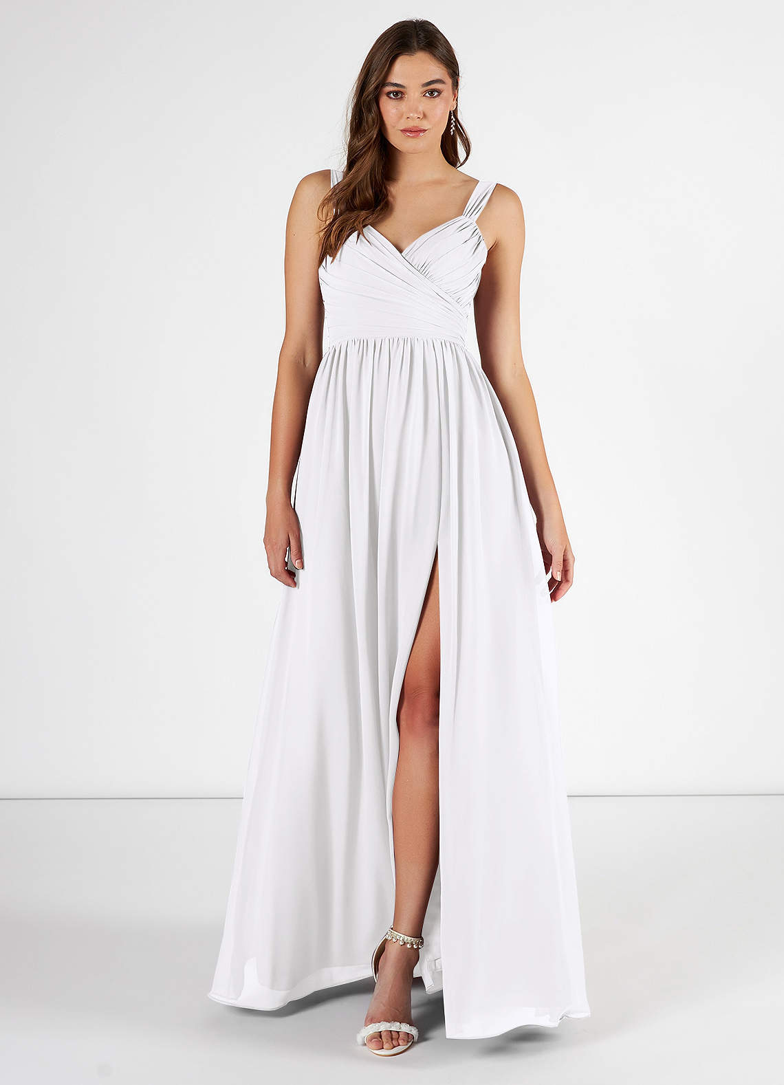 elyessen Aziza Sky Blue A-Line V-Neck Pleated Chiffon Dress 7