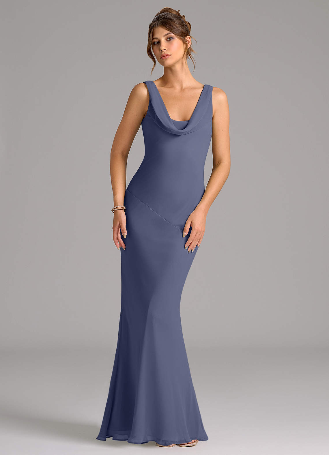 elyessen Rylina Sky Blue Mermaid Pleated Chiffon Dress 3
