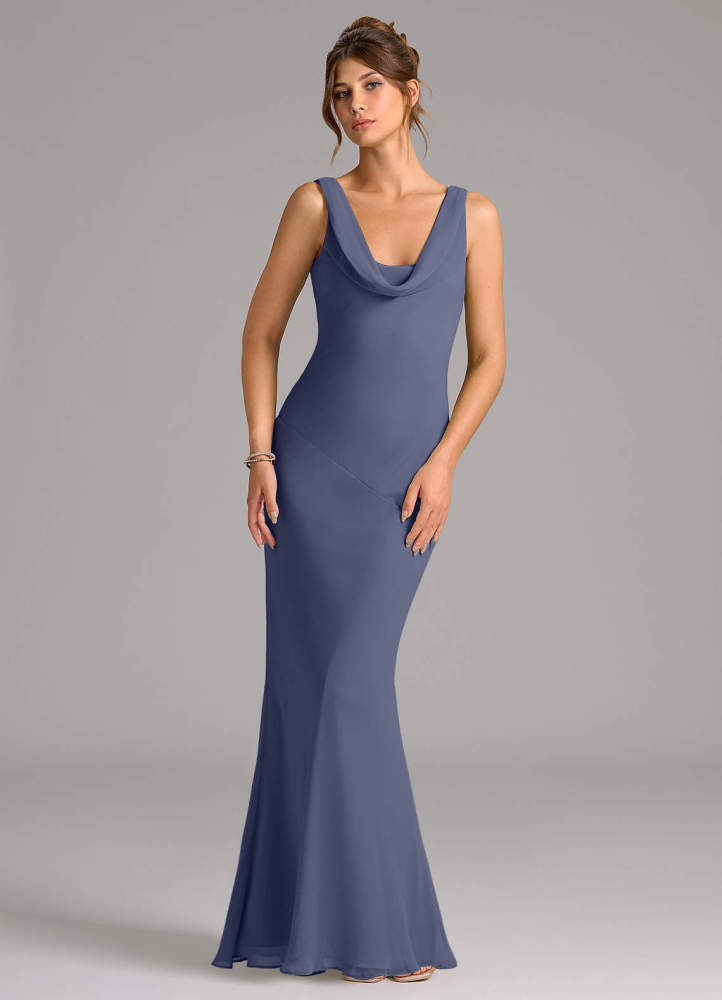 elyessen Rylina Sky Blue Mermaid Pleated Chiffon Dress 3