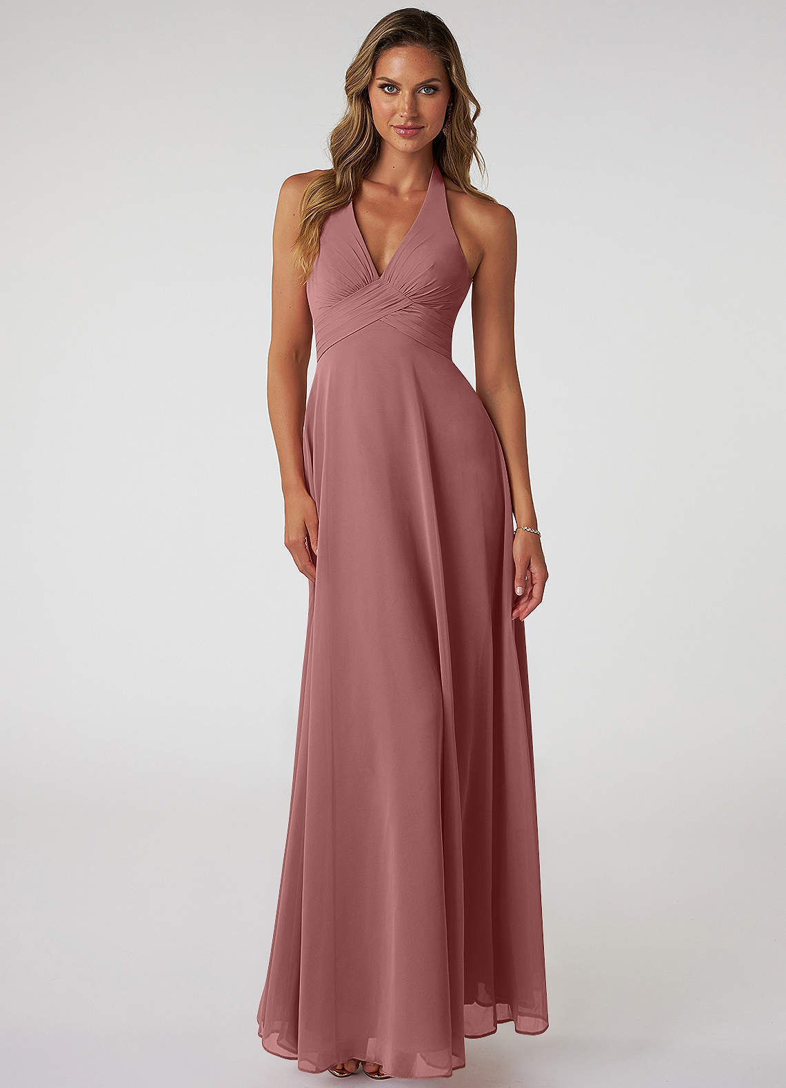 elyessen Tessie Sky Blue A-Line V-Neck Pleated Chiffon Dress 5